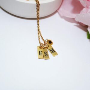 Minimalist Initial Necklace – Custom Heart Accent Pendant | 18K Gold Plated Stainless Steel