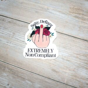 Floral Middle Finger Sticker - Defiant Sassy Vinyl Decal