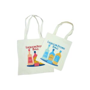 Retro Liquor Bottle Print Tote Bag: Vintage Vibes, Reusable Canvas