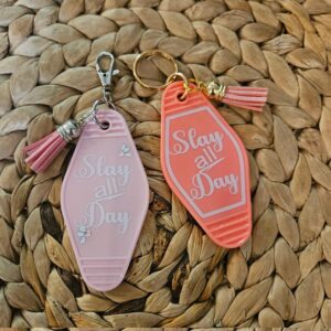 Slay All Day Motel Keychain: 3D Printed Pink Bag Charm