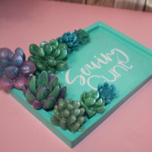 Trinket Dish with Succulent Accents - Handmade Serving Cunt Vanity Tray - Quirky Feminist Decor