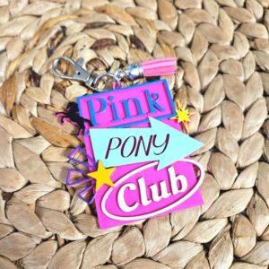Pink Pony Club Sign Keychain: Hand-Painted WeHo Bag Tag