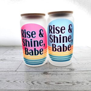 Retro Rise & Shine Frosted Glass Can Cup – 16oz