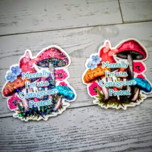 Cottagecore Feminist Sticker: Watercolor Mushroom & Floral Vinyl Decal