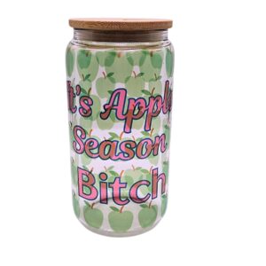 Halloween Glass Beer Can Cup (16oz): It's Apple Season