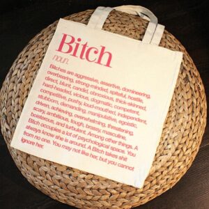 Feminist Bitch Tote Bag, Women's Rights Activism Canvas Bag, Hot Pink Print