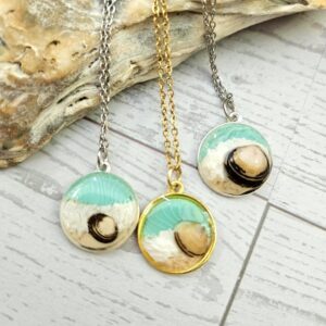 Handmade Seashell Pendant Necklace – Ocean Resin Coastal Jewelry – Beach Gift for Her