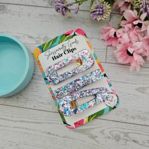 Confetti Resin Hair Clips: Retro Disco Barrettes, Sparkly Accessories