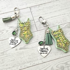 Mint Green Showgirl Glitter Bodysuit Bag Charm • Showgirl Era Keychain