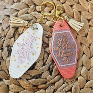 Motel Keychain: Retro Pink Glitter Keychain