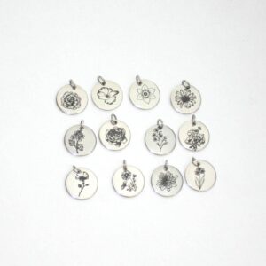 Birth Flower Necklace – Stainless Steel Layering Pendant - Your Choice