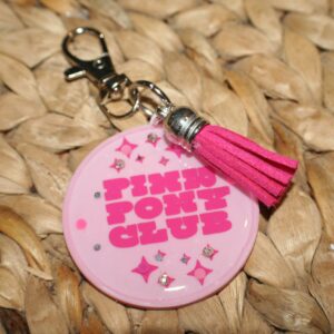 Pink Pony Club Motel Keychain Round Keychain with Tassel
