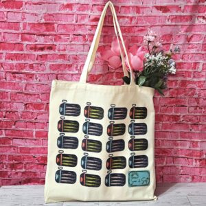Sardine Canvas Tote Bag: Retro Sun & Salt Beach Market Bag