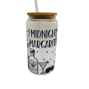 Midnight Margaritas Glass Cup - Practical Magic Inspired Beer Can Tumbler for Iced Coffee & Halloween