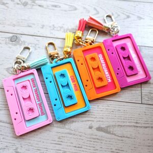 Retro 80s Cassette Bag Charm, NFC Mixtape Keychain, Nostalgic Music Gift