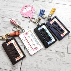 Cassette Tape Bag Charm, Custom NFC Spotify Playlist Keychain, Music Fan Gift
