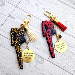 Eras Rhinestone Snake Bodysuit Charm, Custom Engraved Gold Tag Tassel, Concert Bestie Gift