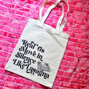 Lasagna Quote Tote Bag, Funny Hip Hop Lyric Gift, Canvas Bag With Pocket