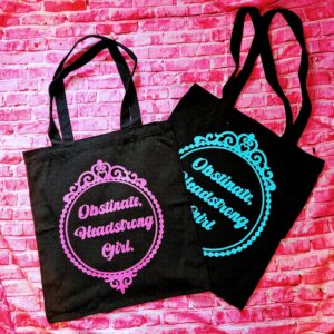 Jane Austen Tote Bag - Obstinate Headstrong Girl Canvas Book Bag
