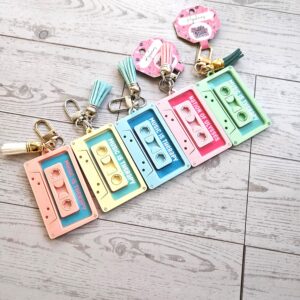 Pastel Cassette Bag Charm, Coquette NFC Mixtape Keychain, Y2K Music Gift