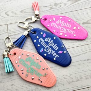 Main Character Motel Keychain | Retro Hotel Tag, Rhinestone Tassel Charm