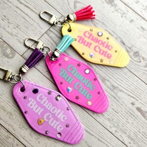 Chaotic Retro Motel Keychain | Rhinestone Accents, Y2K Bag Charm