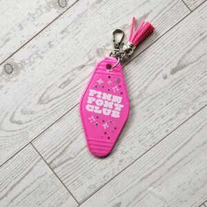 Pink Pony Club Motel Keychain — White Pink Rhinestone Tassel Bag Charm