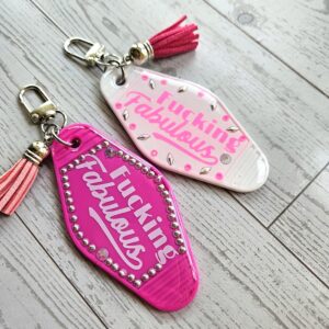 Rhinestone Resin Motel Keychain: Hot Pink or Blush Glam Statement Accessory