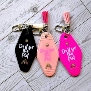 Retro Motel Keychain | Do It For the Plot | Rhinestones, Tassel Accent